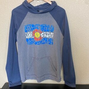 Colorado mens baseball hoodie flag made of baseball images medium hooded Henley